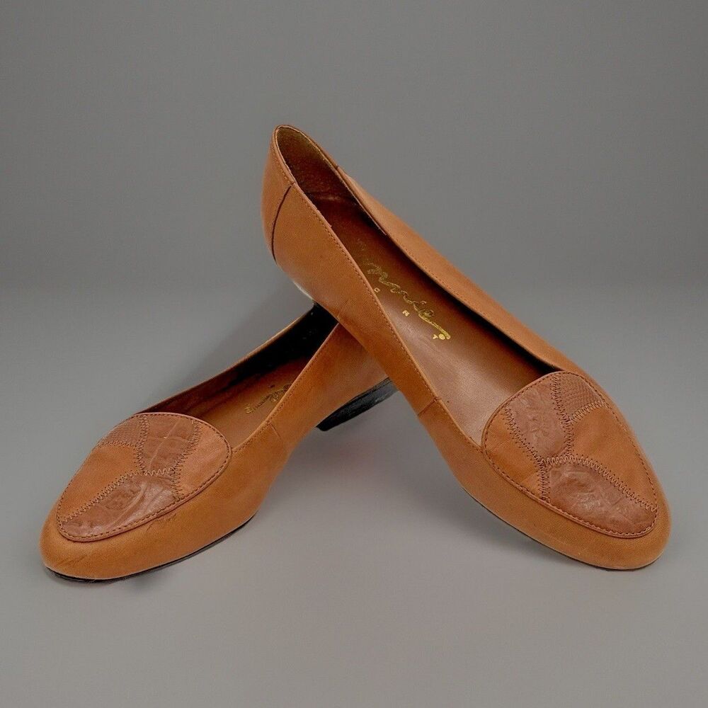 Connie Vintage Leather Loafers Patchwork Slip On Flats Brown Tan 6.5 B Brazil